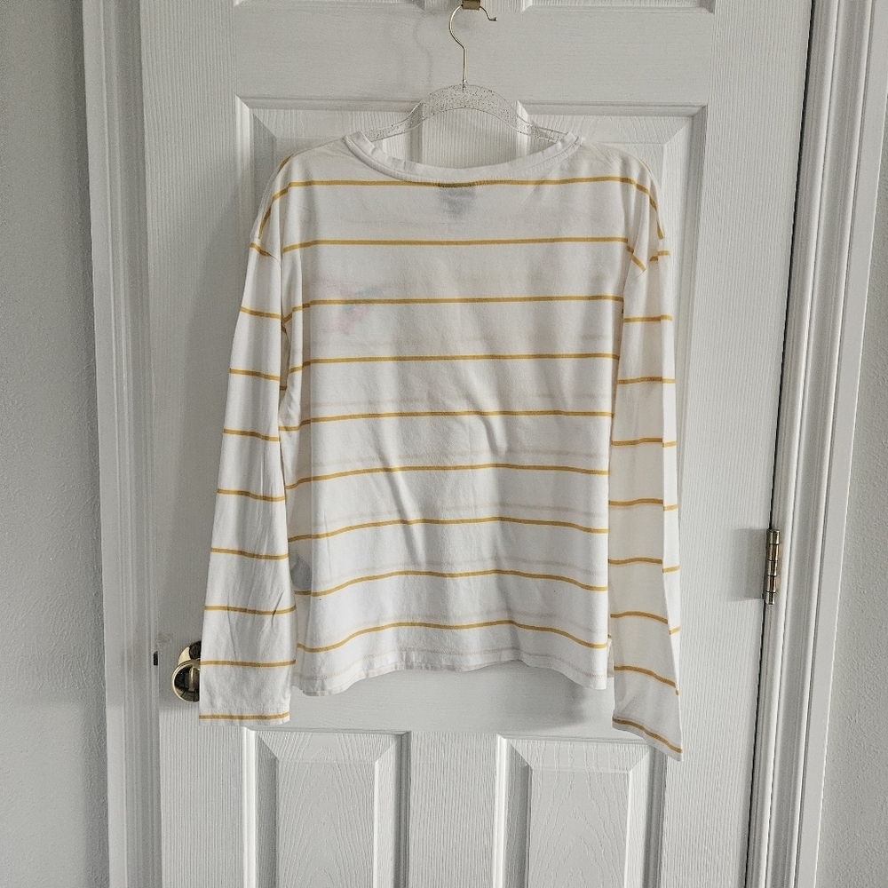 NWOT Who What Wear Striped Tee With Embroidered Hummingbird Patch - Picture 7 of 8